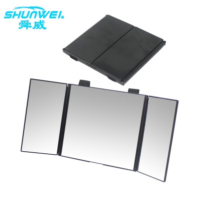 High quality glass Sun-shading foldable broadway 3 way trifold  make up Cosmetic mirror, car vanity mirror