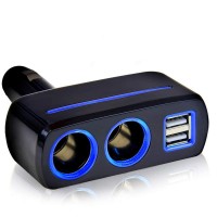 12v 24v dual sockets car cigarette lighter adapter car power socket with 3A 2 twin USB ports