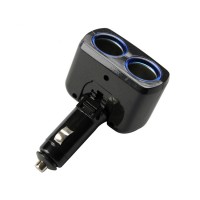 12v plug black plastic 2 port ac dc car cigarette lighter socket adapter